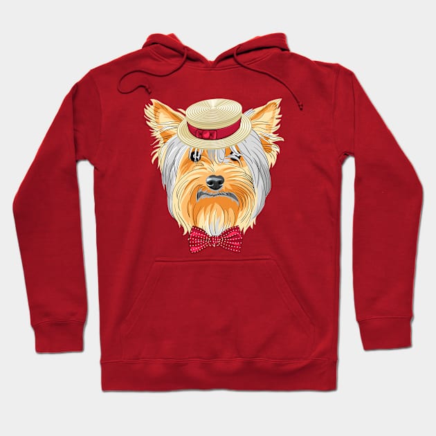 Hipster dog Yorkshire Terrier Hoodie by kavalenkava